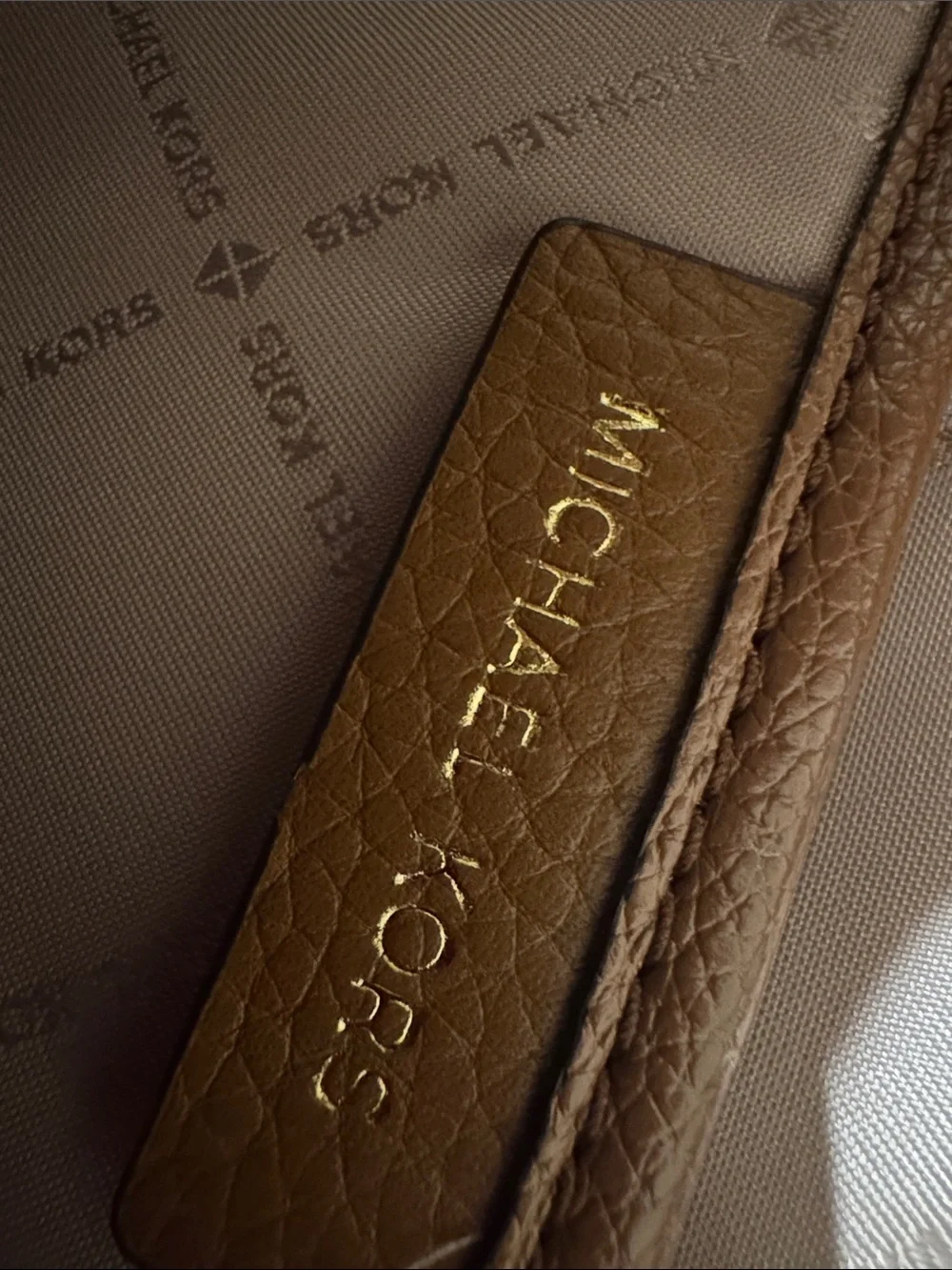Michael Kors Beige and Brown MK Logo Mini Backpack